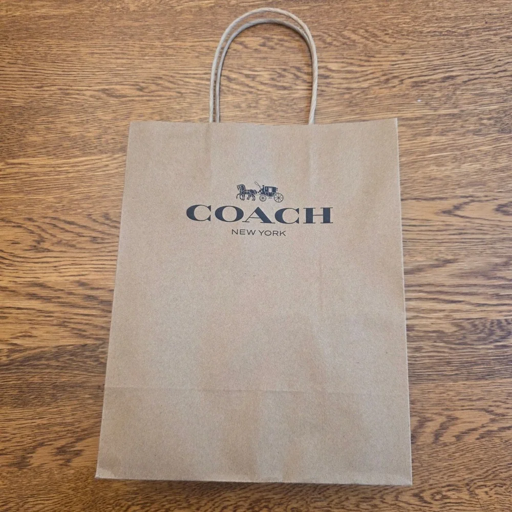 Coach‎ New York Brown Kraft Paper Shopping Bag Medium Horse & Carriage Logo Gift